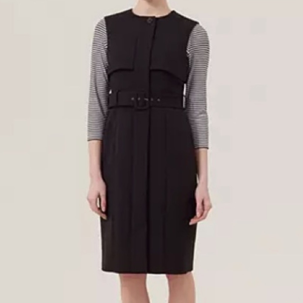 Hobbs London Cate Gillet sleeveless coat dress Black Classic Quiet Luxury
